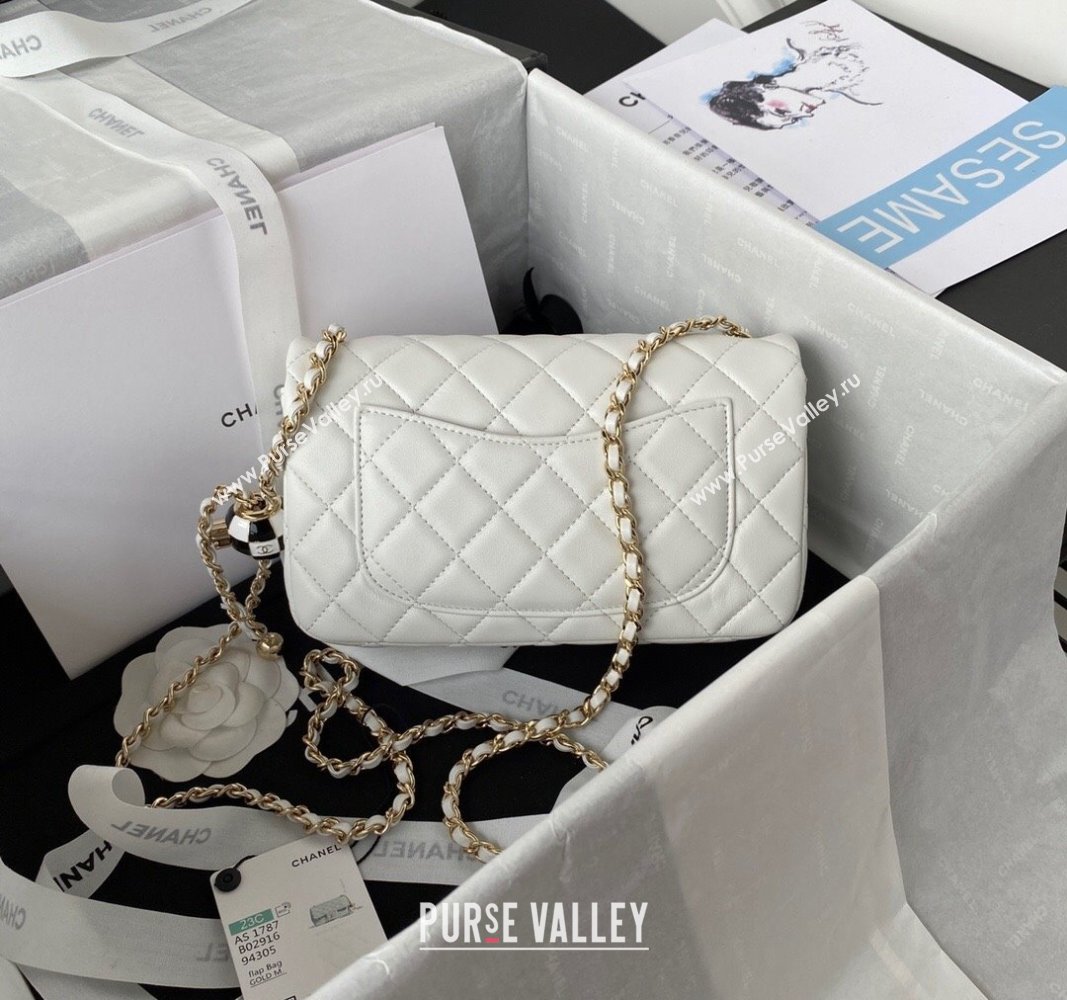 Chanel Lambskin Small Flap Bag with Black/White Ball AS1787 White 2023 (jiyuan-23100943)