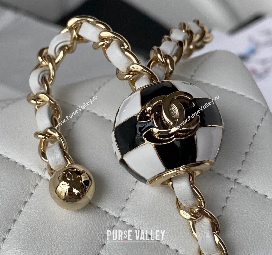Chanel Lambskin Small Flap Bag with Black/White Ball AS1787 White 2023 (jiyuan-23100943)