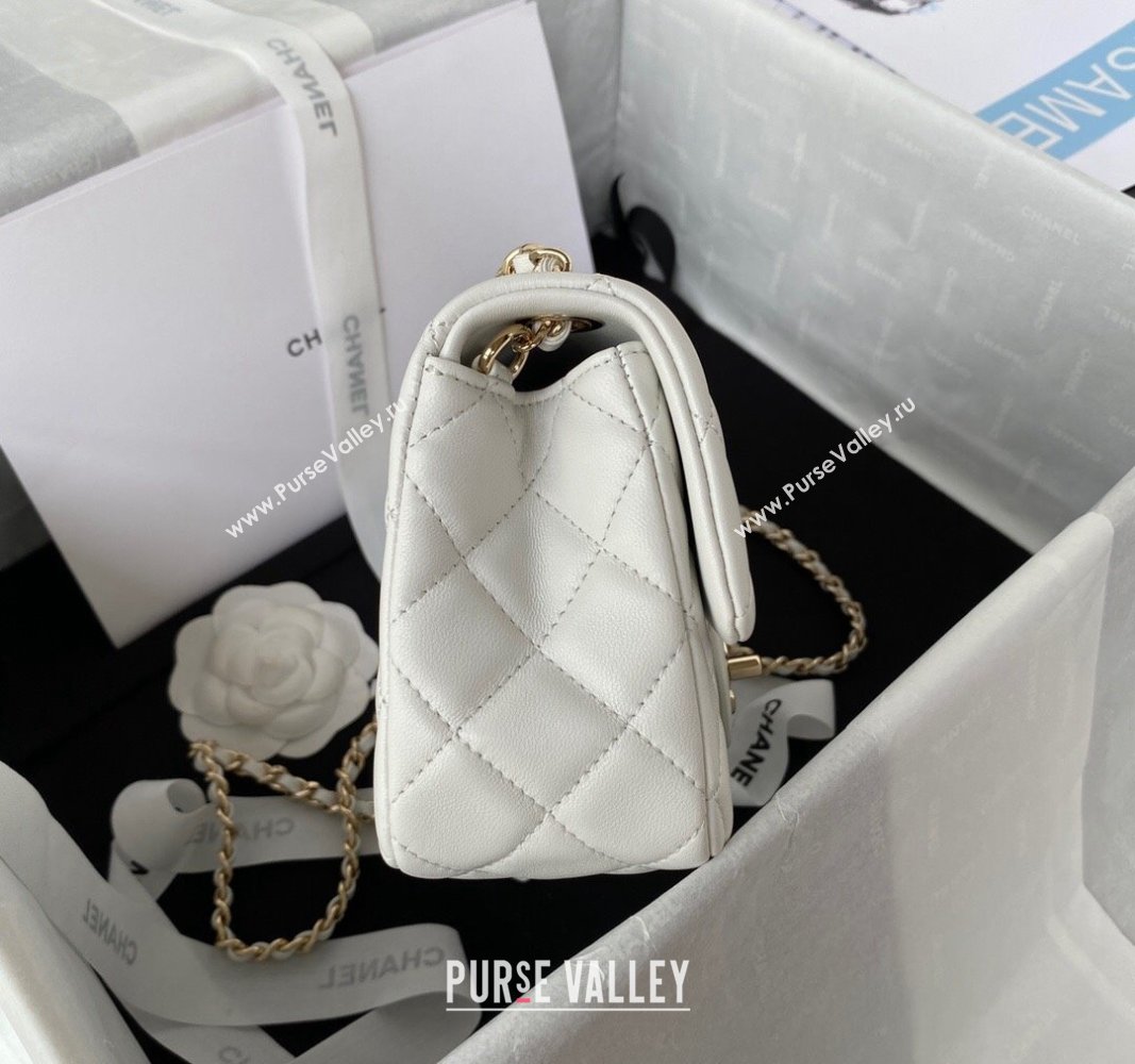 Chanel Lambskin Small Flap Bag with Black/White Ball AS1787 White 2023 (jiyuan-23100943)