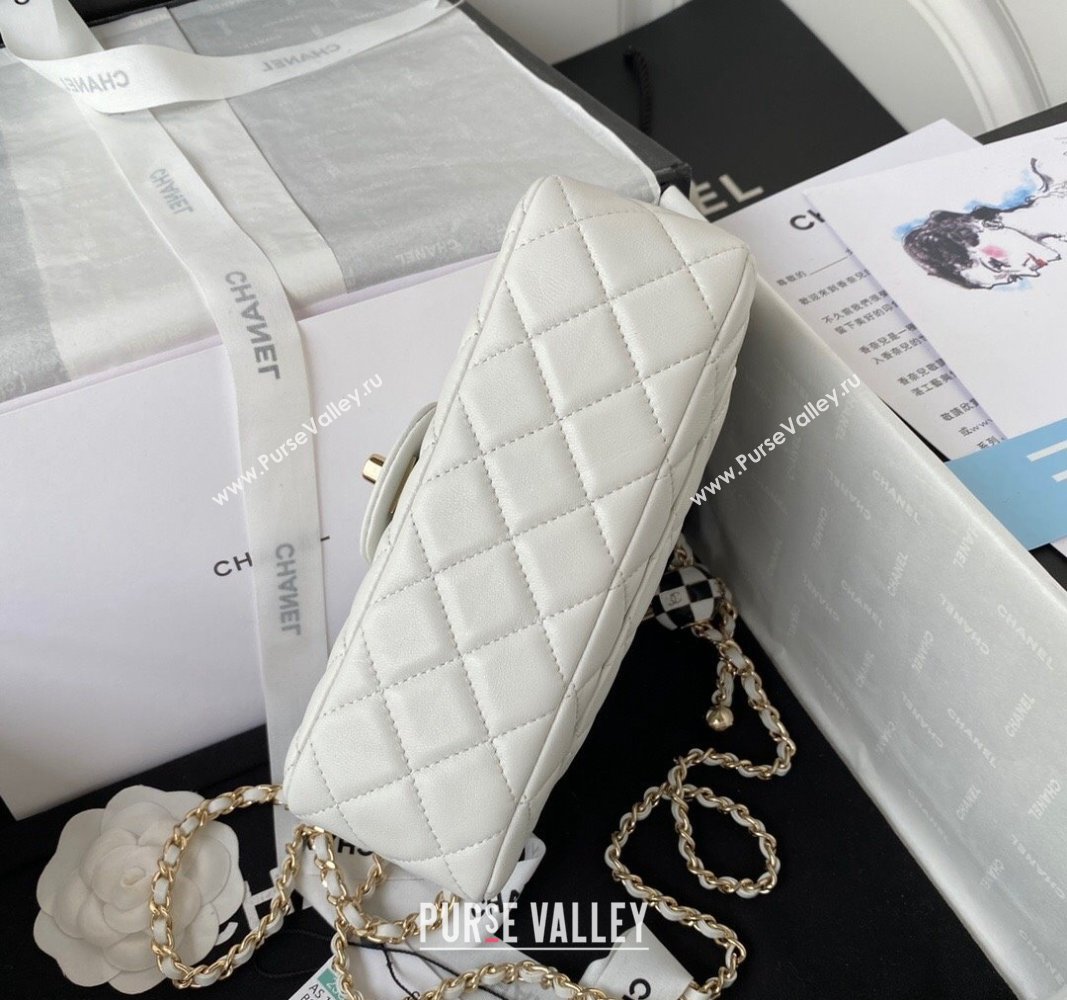 Chanel Lambskin Small Flap Bag with Black/White Ball AS1787 White 2023 (jiyuan-23100943)