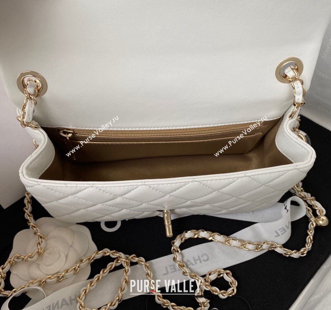 Chanel Lambskin Small Flap Bag with Black/White Ball AS1787 White 2023 (jiyuan-23100943)