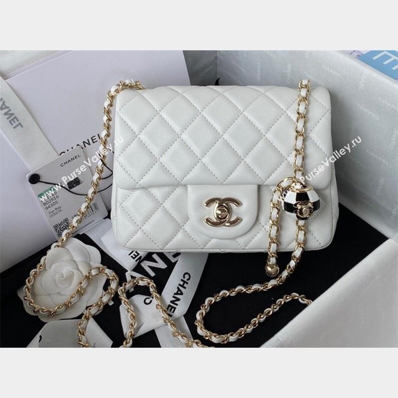 Chanel Lambskin Mini Flap Bag with Black/White Ball AS1786 White 2023 (jiyuan-23100951)