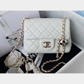 Chanel Lambskin Mini Flap Bag with Black/White Ball AS1786 White 2023 (jiyuan-23100951)