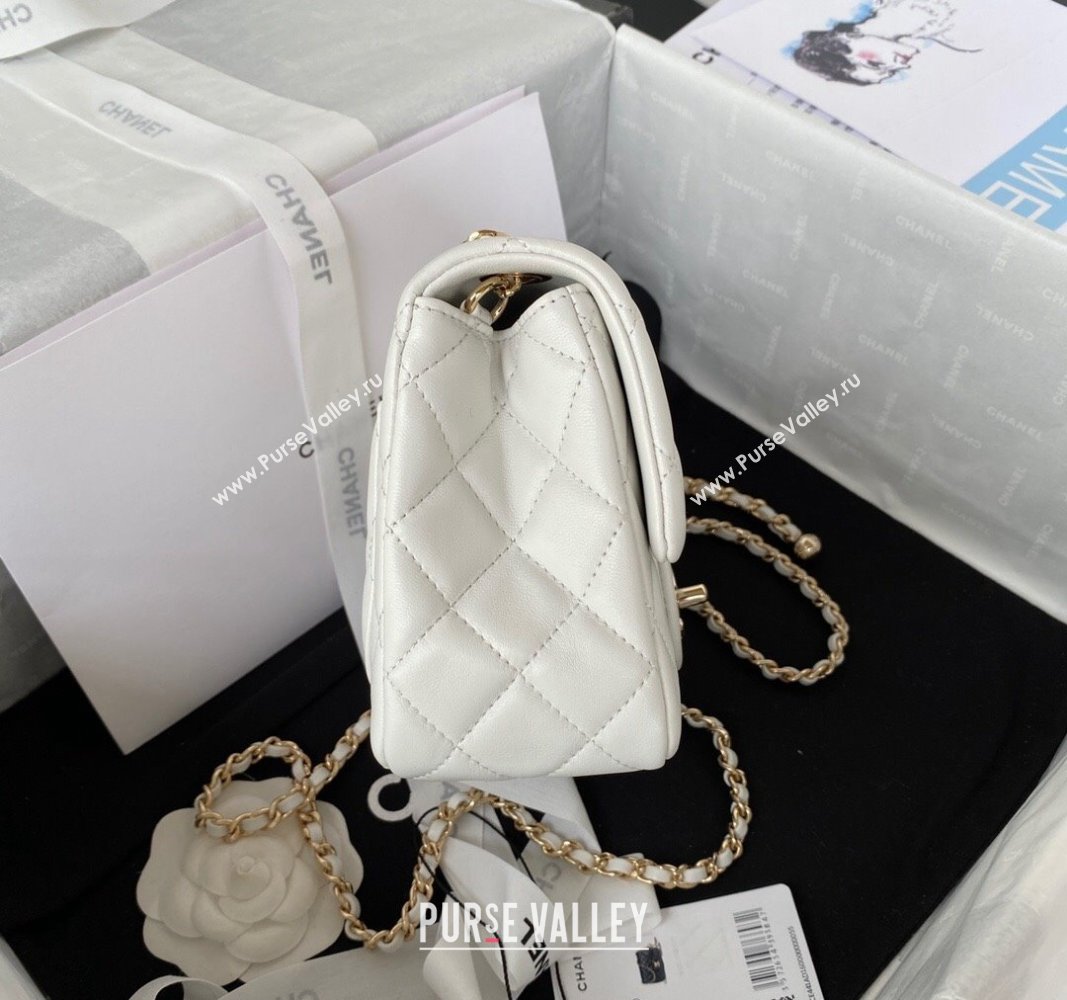 Chanel Lambskin Mini Flap Bag with Black/White Ball AS1786 White 2023 (jiyuan-23100951)