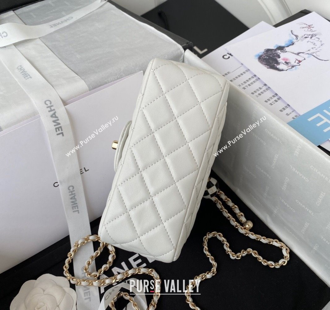 Chanel Lambskin Mini Flap Bag with Black/White Ball AS1786 White 2023 (jiyuan-23100951)
