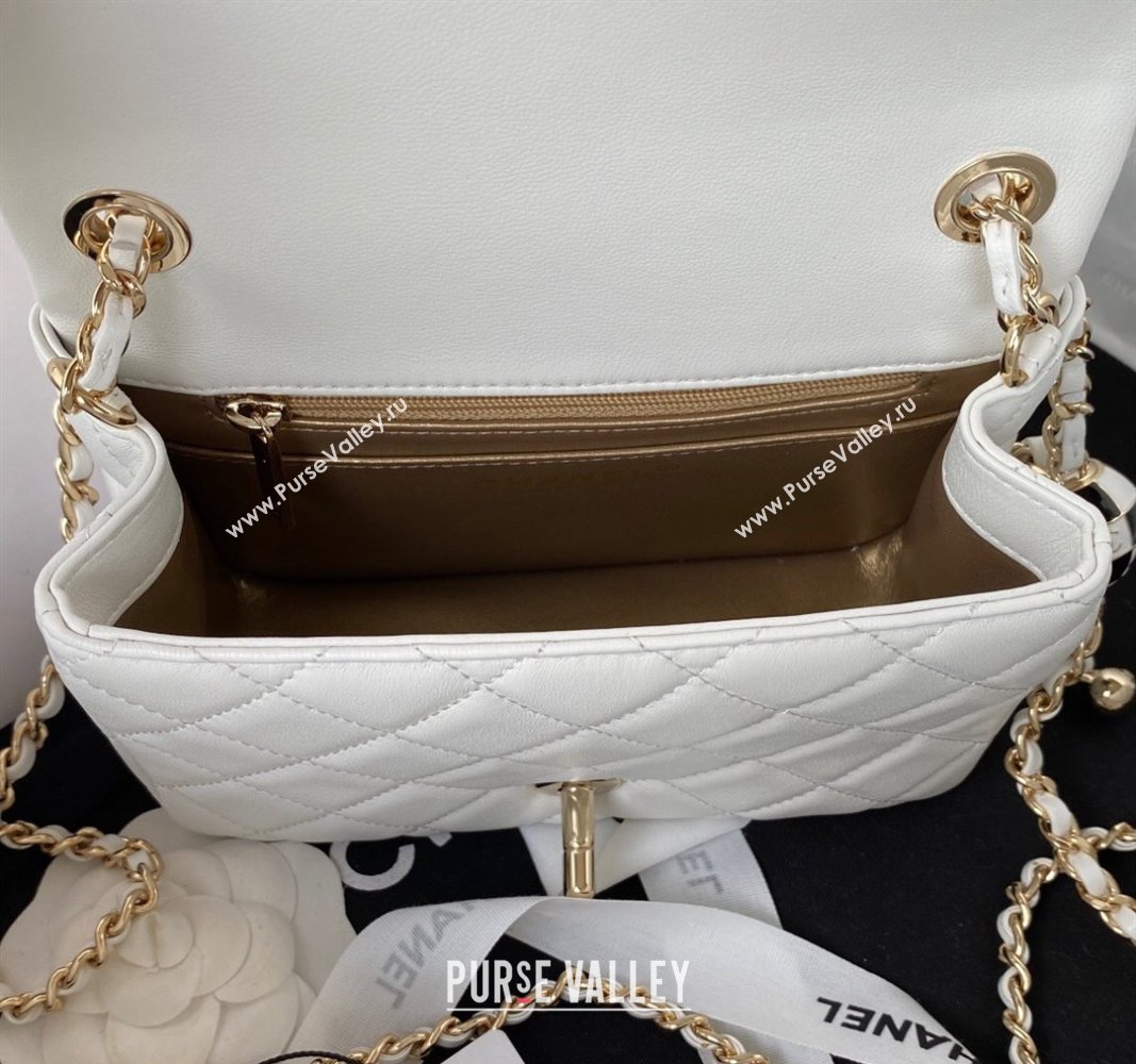 Chanel Lambskin Mini Flap Bag with Black/White Ball AS1786 White 2023 (jiyuan-23100951)