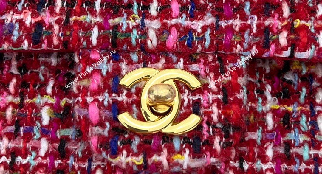 Chanel Wool Tweed Small Classic Handbag A01116 Red/Blue/Pink 2023 (jiyuan-23100917)