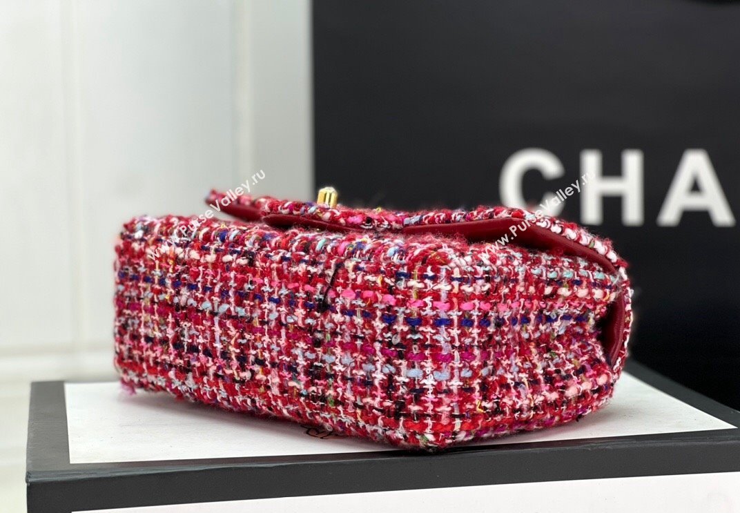 Chanel Wool Tweed Small Classic Handbag A01116 Red/Blue/Pink 2023 (jiyuan-23100917)
