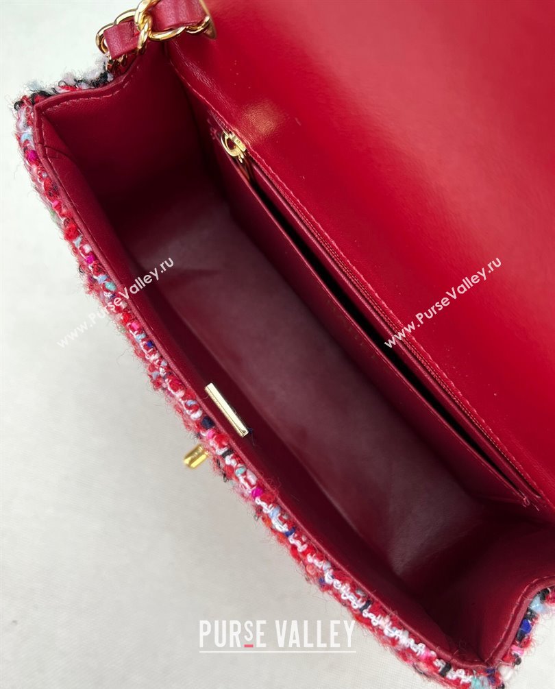 Chanel Wool Tweed Small Classic Handbag A01116 Red/Blue/Pink 2023 (jiyuan-23100917)