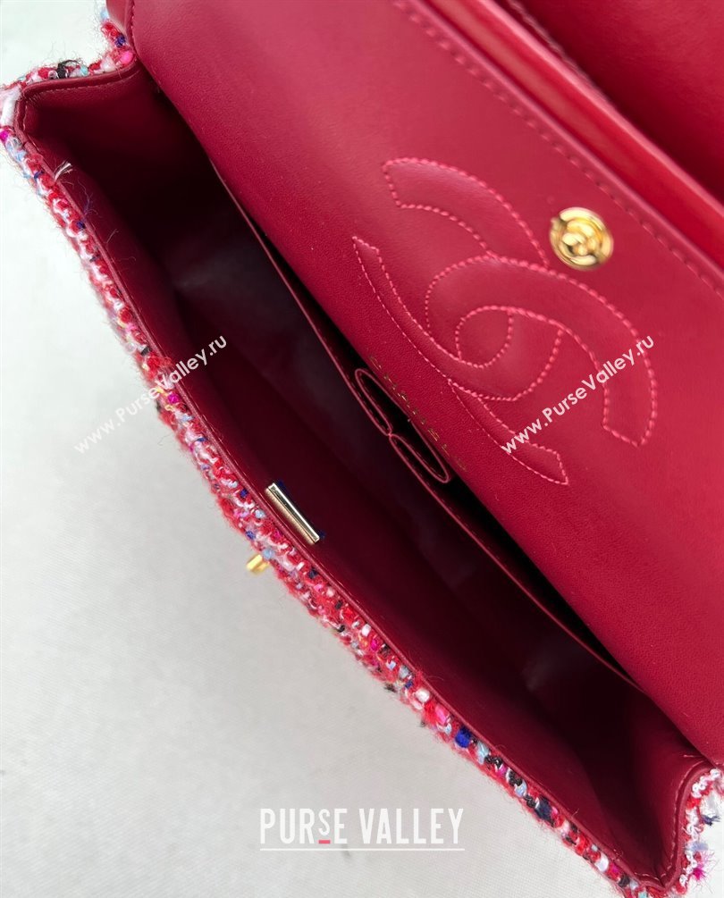 Chanel Wool Tweed Medium Classic Handbag A01112 Red/Blue/Pink 2023 (jiyuan-23100907)