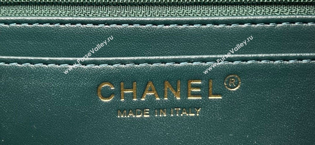 Chanel Wool Tweed Small Classic Handbag A01116 Navy Blue/Green 2023 (jiyuan-23100915)