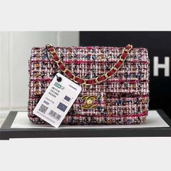 Chanel Wool Tweed Small Classic Handbag A01116 Blue/Red 2023 (jiyuan-23100916)