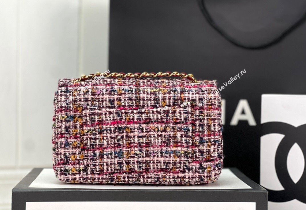 Chanel Wool Tweed Small Classic Handbag A01116 Blue/Red 2023 (jiyuan-23100916)