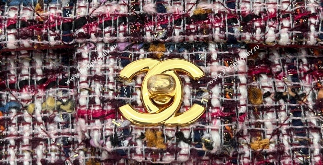 Chanel Wool Tweed Small Classic Handbag A01116 Blue/Red 2023 (jiyuan-23100916)