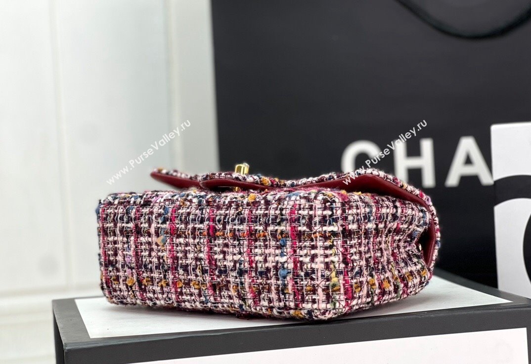 Chanel Wool Tweed Small Classic Handbag A01116 Blue/Red 2023 (jiyuan-23100916)