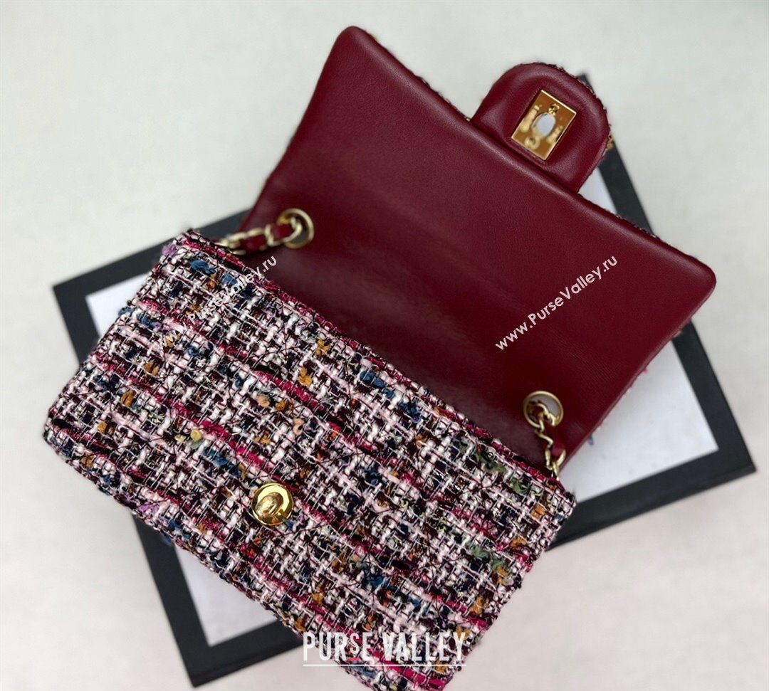 Chanel Wool Tweed Small Classic Handbag A01116 Blue/Red 2023 (jiyuan-23100916)