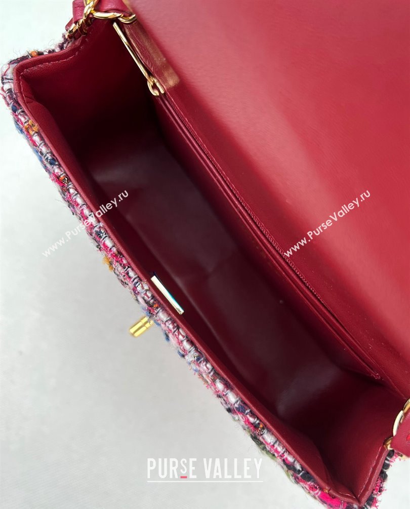 Chanel Wool Tweed Small Classic Handbag A01116 Blue/Red 2023 (jiyuan-23100916)