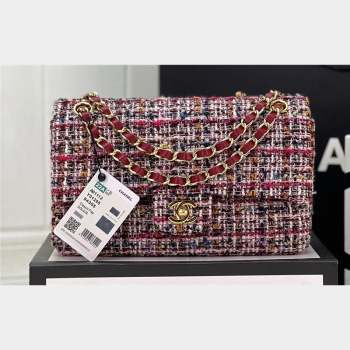 Chanel Wool Tweed Medium Classic Handbag A01112 Blue/Red 2023 (jiyuan-23100906)