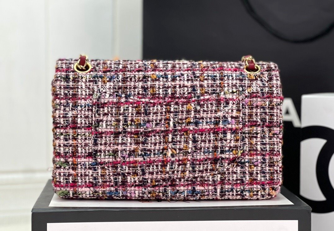 Chanel Wool Tweed Medium Classic Handbag A01112 Blue/Red 2023 (jiyuan-23100906)