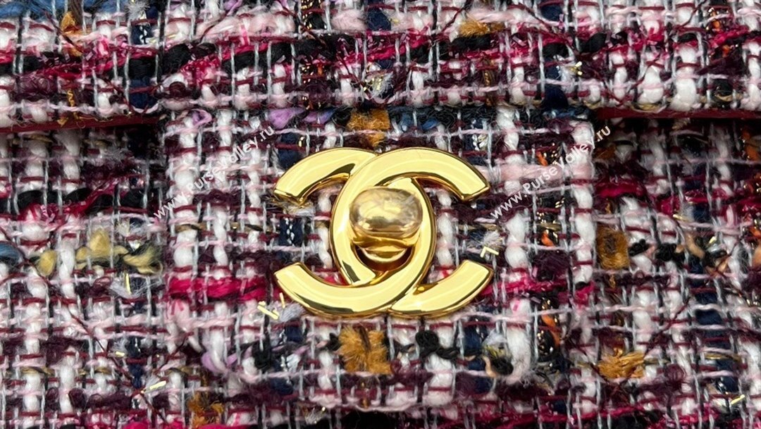 Chanel Wool Tweed Medium Classic Handbag A01112 Blue/Red 2023 (jiyuan-23100906)