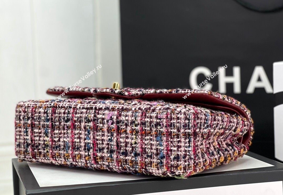 Chanel Wool Tweed Medium Classic Handbag A01112 Blue/Red 2023 (jiyuan-23100906)