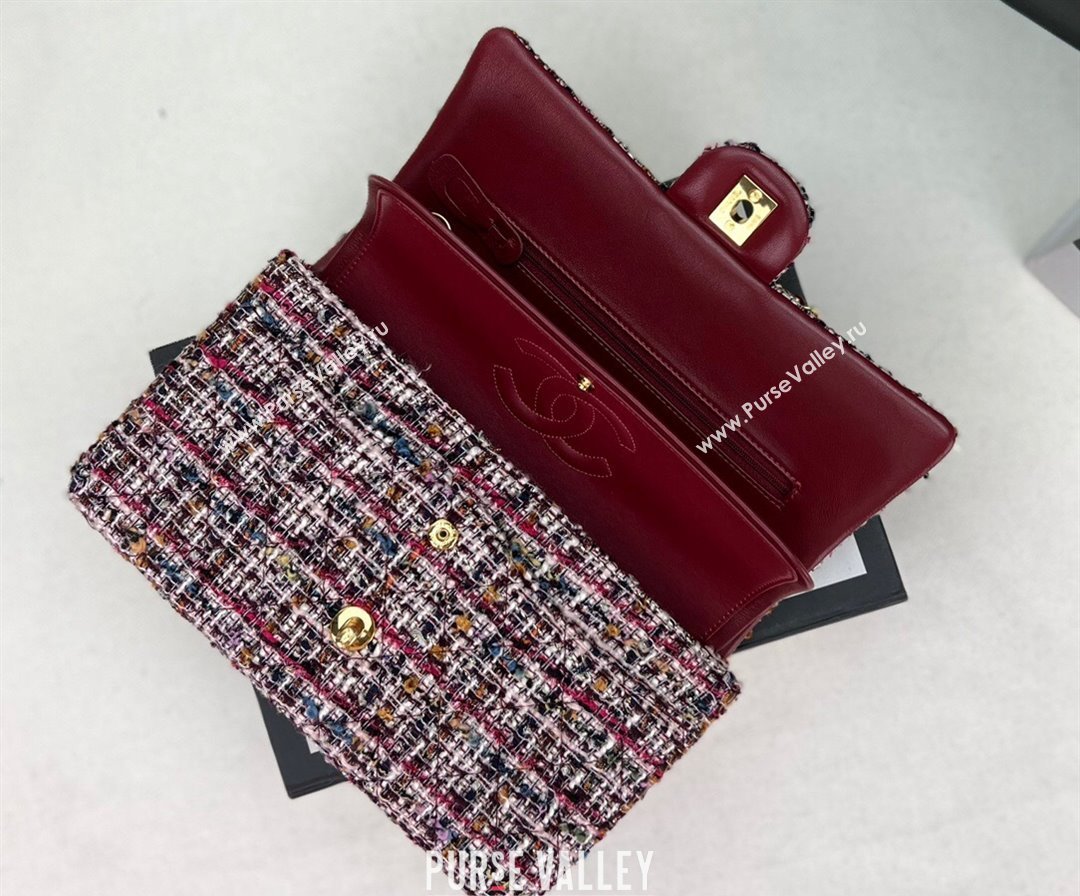 Chanel Wool Tweed Medium Classic Handbag A01112 Blue/Red 2023 (jiyuan-23100906)