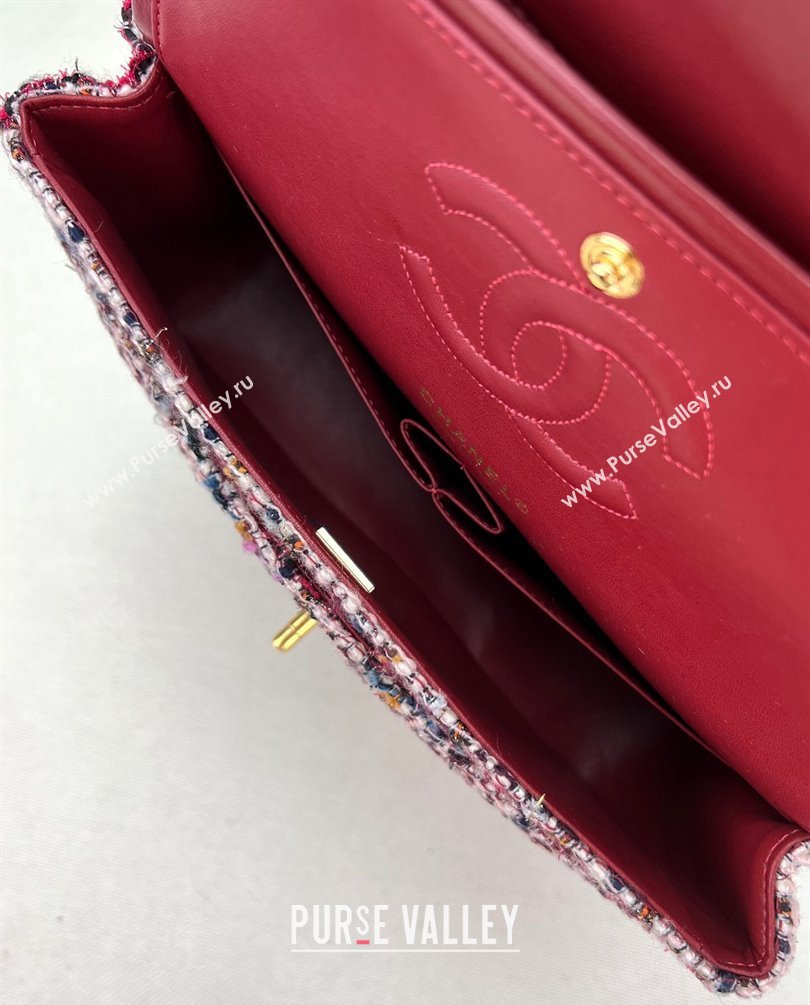 Chanel Wool Tweed Medium Classic Handbag A01112 Blue/Red 2023 (jiyuan-23100906)