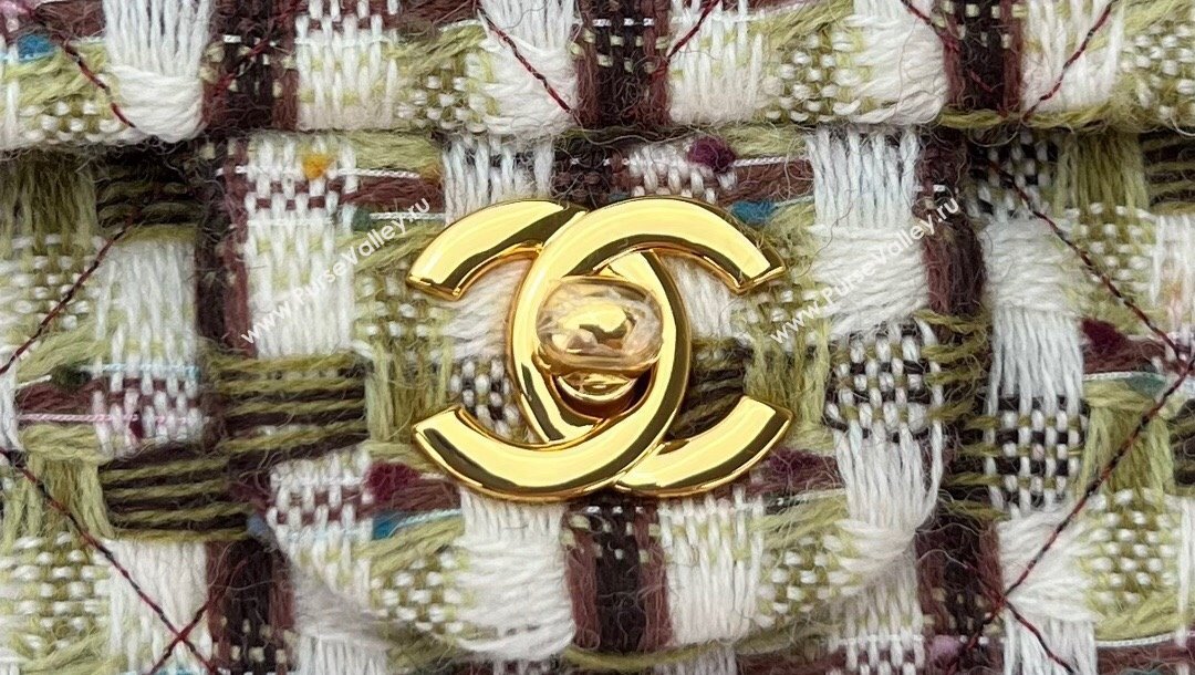 Chanel Wool Tweed Small Classic Handbag A01116 Green/Brown 2023 (jiyuan-23100918)