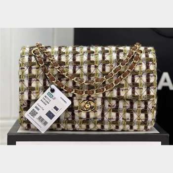 Chanel Wool Tweed Medium Classic Handbag A01112 Green/Brown 2023 (jiyuan-23100908)