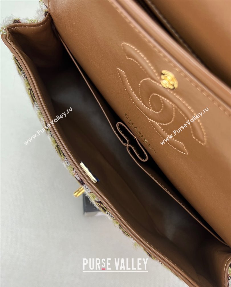 Chanel Wool Tweed Medium Classic Handbag A01112 Green/Brown 2023 (jiyuan-23100908)