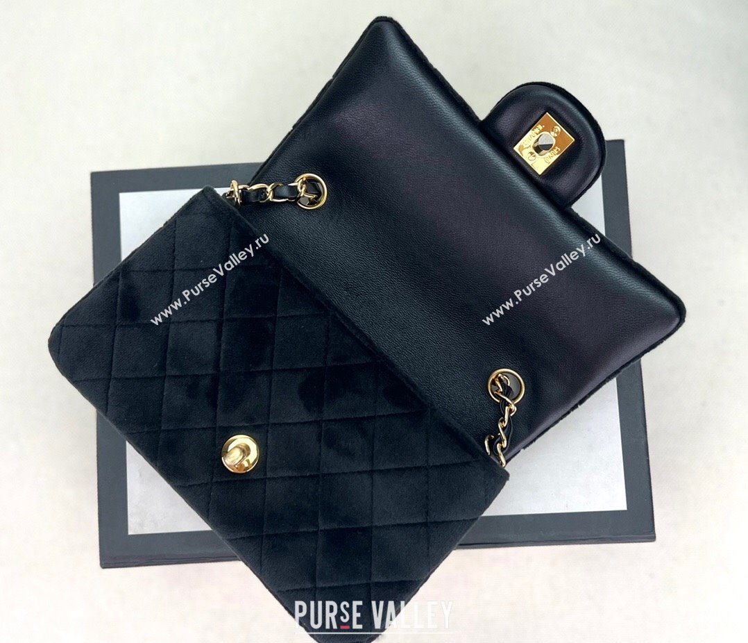 Chanel Wool Tweed Small Classic Handbag A01116 Black 2023 (jiyuan-23100910)