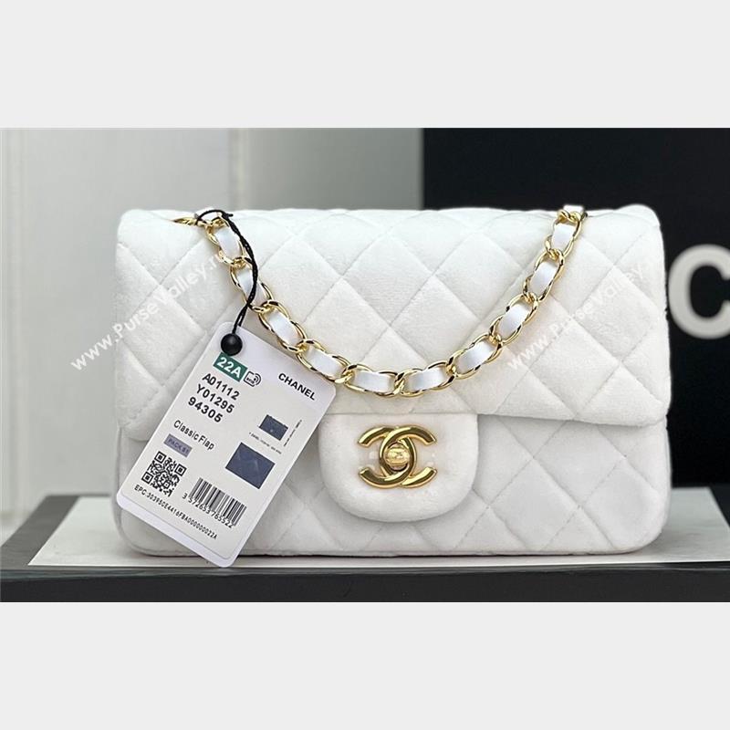 Chanel Wool Tweed Small Classic Handbag A01116 White 2023 (jiyuan-23100911)