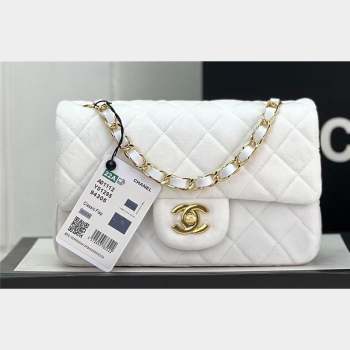 Chanel Wool Tweed Small Classic Handbag A01116 White 2023 (jiyuan-23100911)