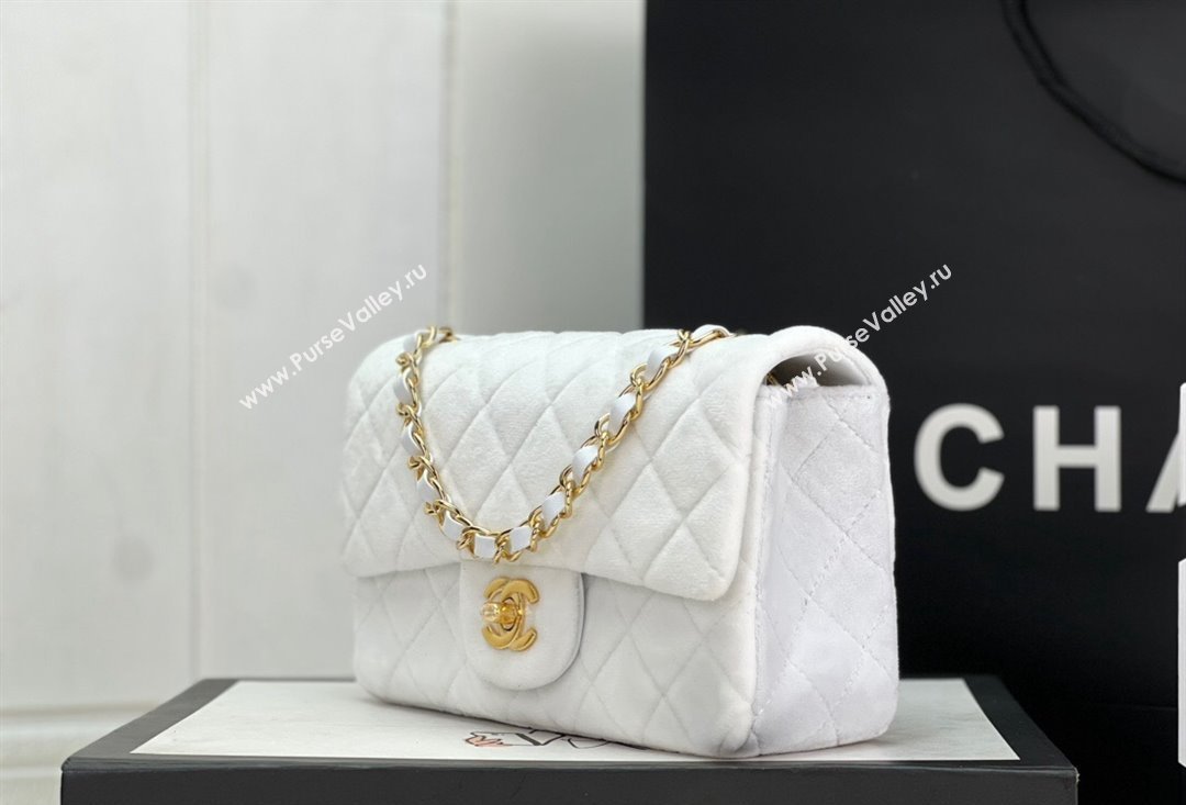 Chanel Wool Tweed Small Classic Handbag A01116 White 2023 (jiyuan-23100911)