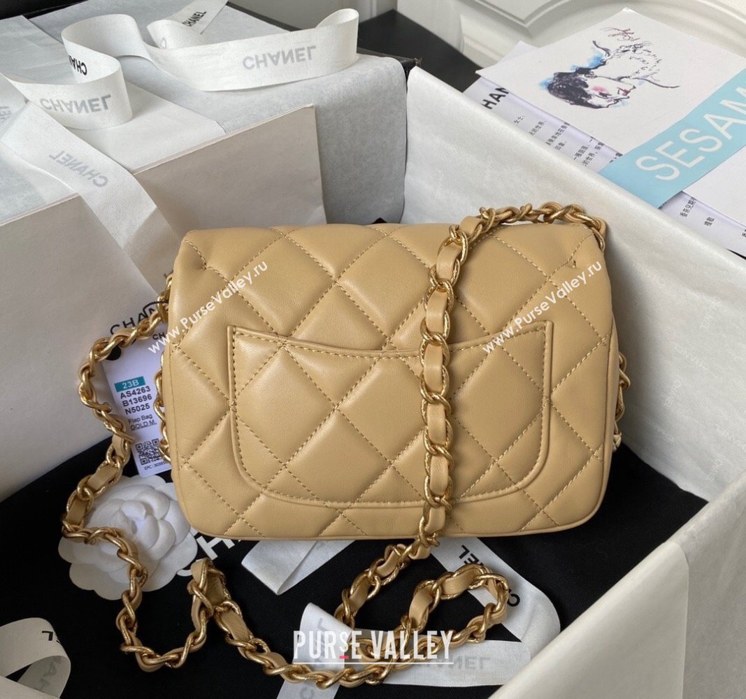 Chanel Lambskin Flap Bag AS4263 Beige 2023 (jiyuan-23100716)