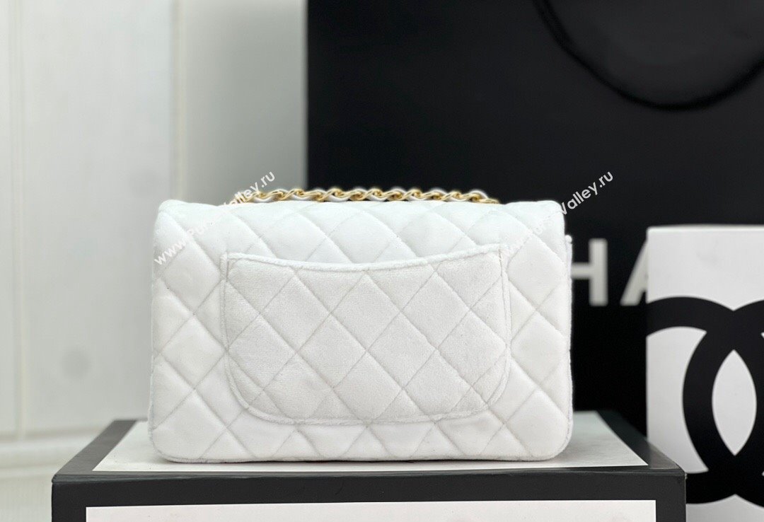 Chanel Wool Tweed Small Classic Handbag A01116 White 2023 (jiyuan-23100911)