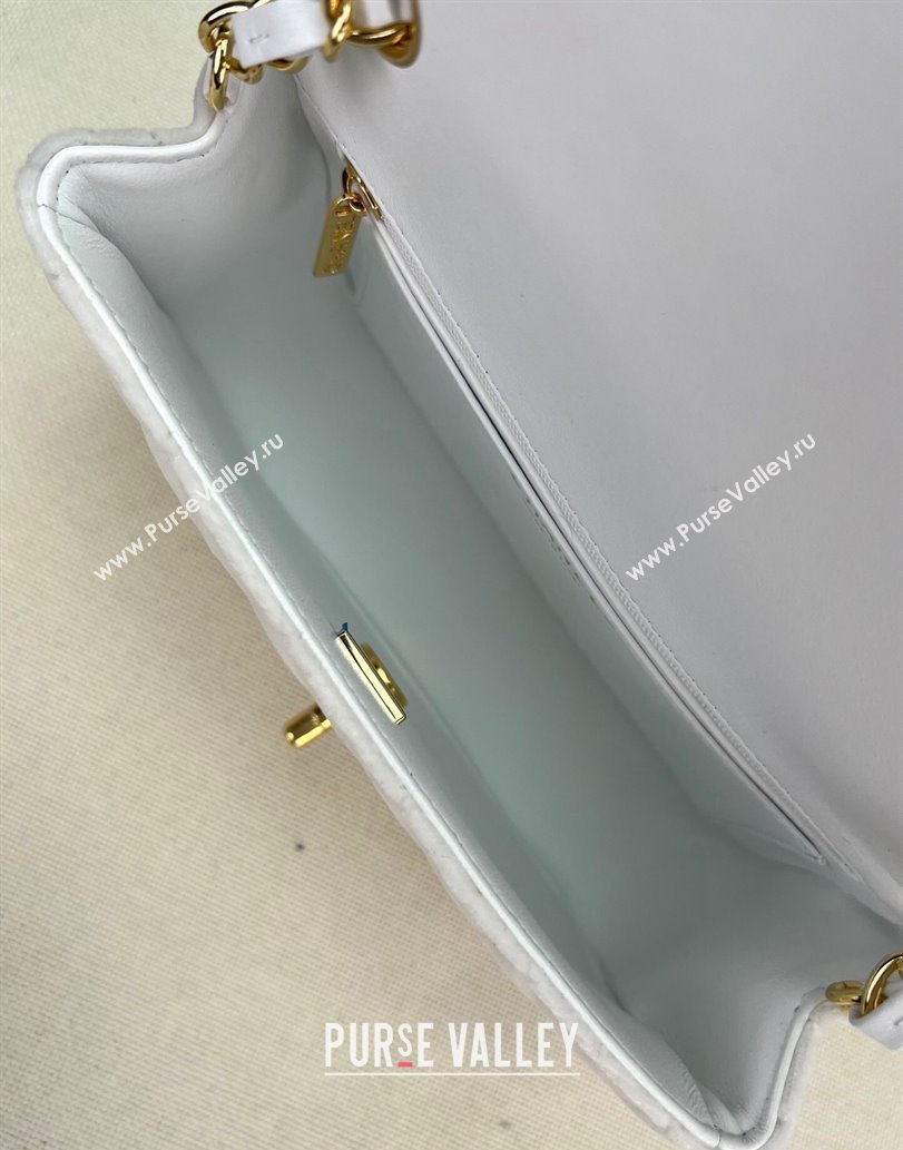 Chanel Wool Tweed Small Classic Handbag A01116 White 2023 (jiyuan-23100911)