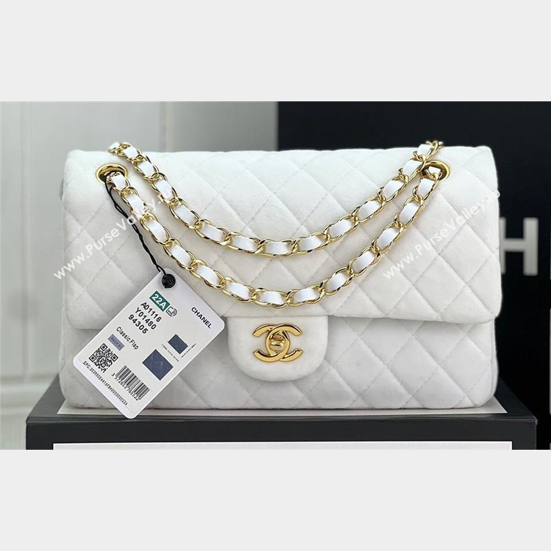 Chanel Wool Tweed Medium Classic Handbag A01112 White 2023 (jiyuan-23100902)