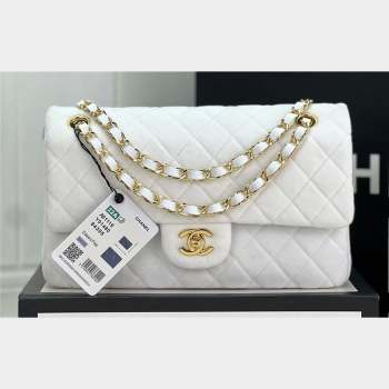 Chanel Wool Tweed Medium Classic Handbag A01112 White 2023 (jiyuan-23100902)
