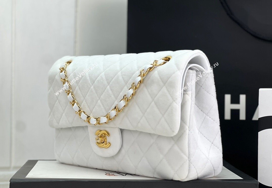 Chanel Wool Tweed Medium Classic Handbag A01112 White 2023 (jiyuan-23100902)