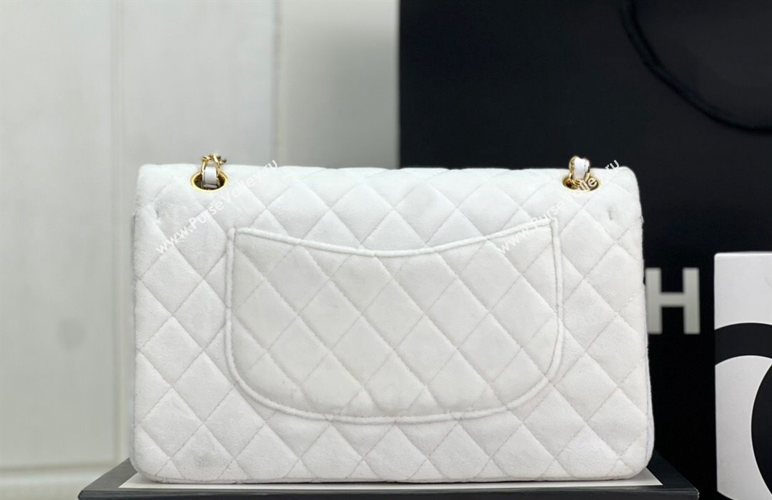 Chanel Wool Tweed Medium Classic Handbag A01112 White 2023 (jiyuan-23100902)