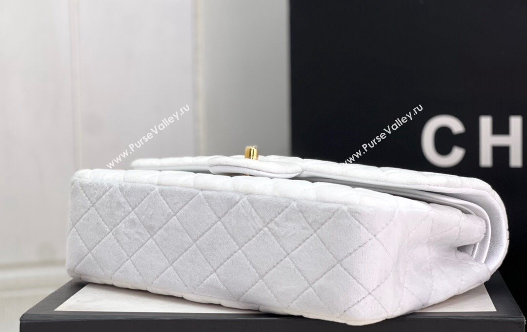 Chanel Wool Tweed Medium Classic Handbag A01112 White 2023 (jiyuan-23100902)