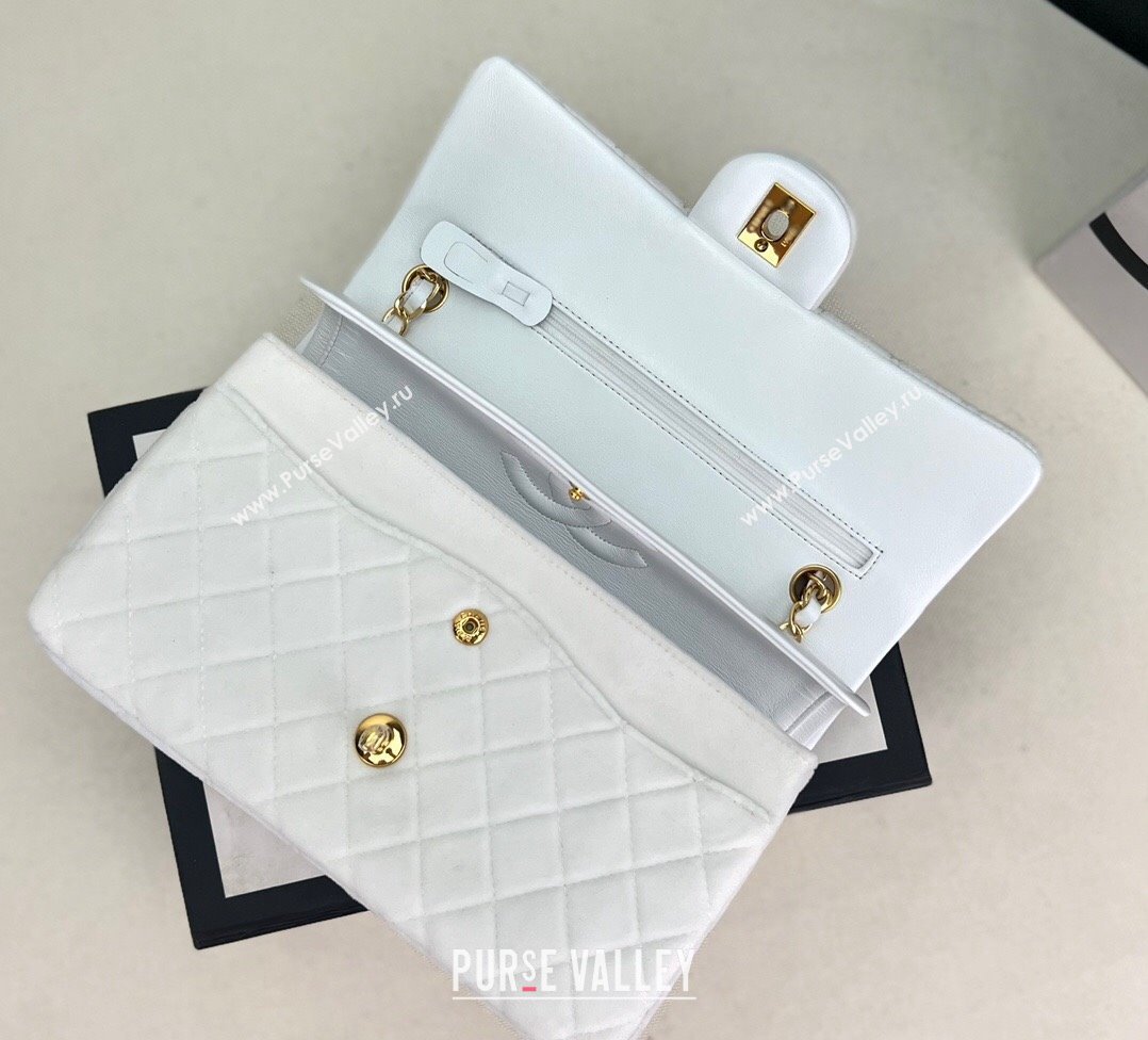 Chanel Wool Tweed Medium Classic Handbag A01112 White 2023 (jiyuan-23100902)