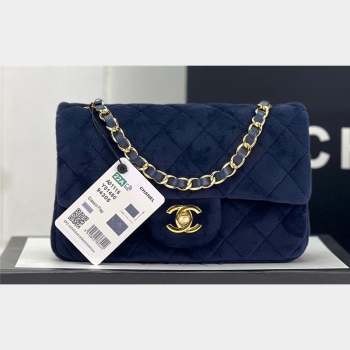 Chanel Wool Tweed Small Classic Handbag A01116 Dark Blue 2023 (jiyuan-23100913)