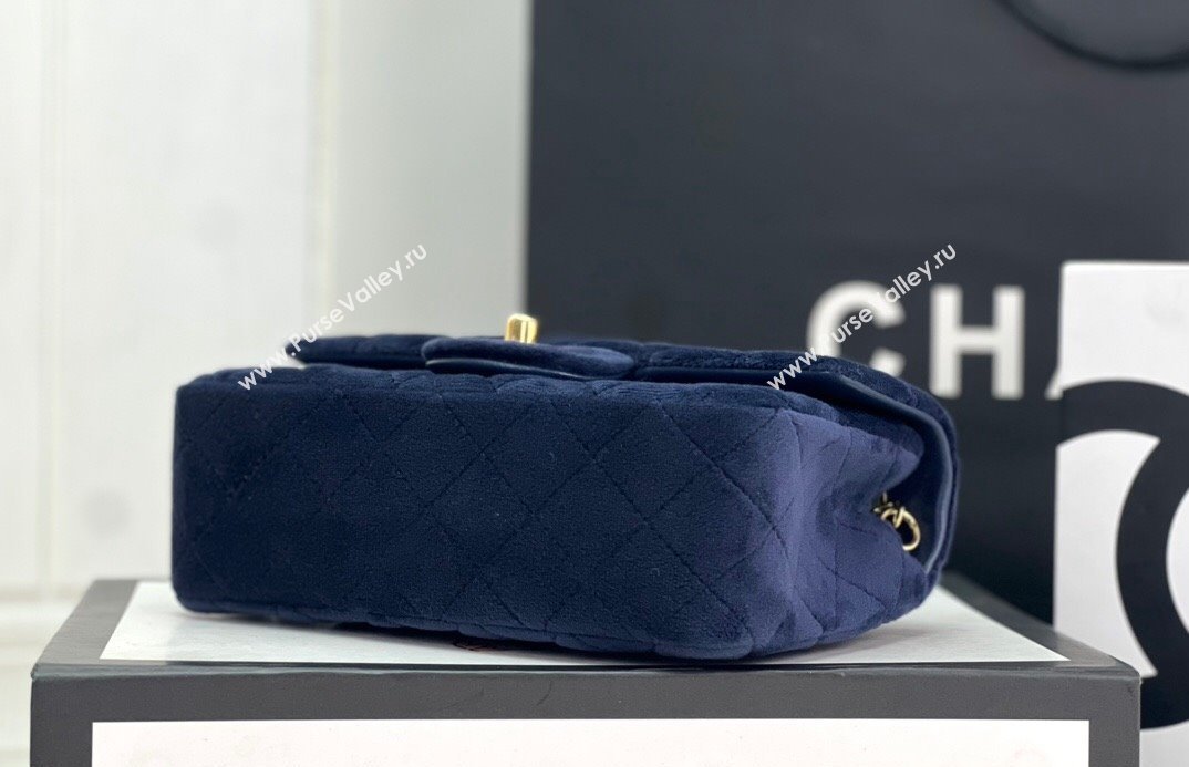 Chanel Wool Tweed Small Classic Handbag A01116 Dark Blue 2023 (jiyuan-23100913)