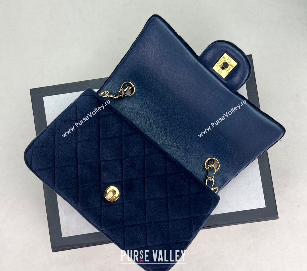 Chanel Wool Tweed Small Classic Handbag A01116 Dark Blue 2023 (jiyuan-23100913)