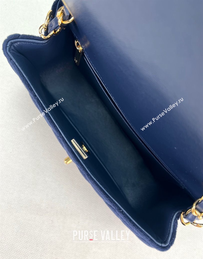Chanel Wool Tweed Small Classic Handbag A01116 Dark Blue 2023 (jiyuan-23100913)