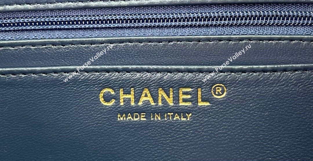 Chanel Wool Tweed Small Classic Handbag A01116 Dark Blue 2023 (jiyuan-23100913)