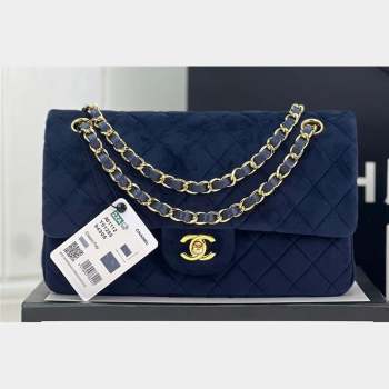 Chanel Wool Tweed Medium Classic Handbag A01112 Dark Blue 2023 (jiyuan-23100904)
