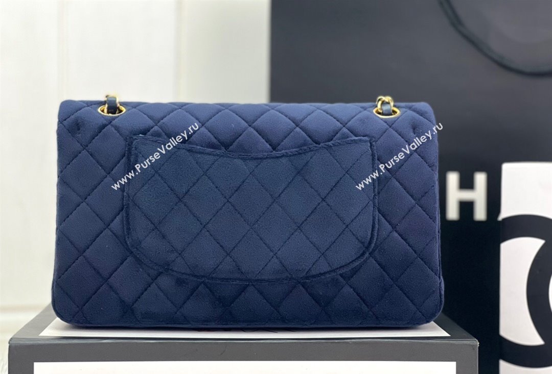 Chanel Wool Tweed Medium Classic Handbag A01112 Dark Blue 2023 (jiyuan-23100904)